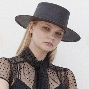 Janessa Leone Callie Black Bolero Straw Hat MED